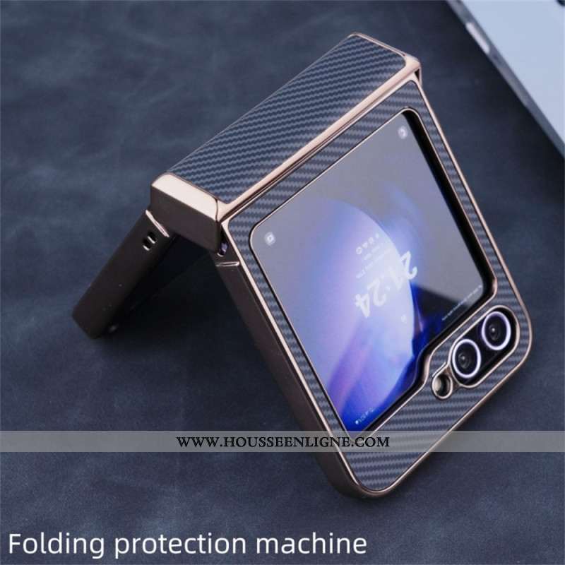 Coque Samsung Galaxy Z Flip 7 FE / Z Flip 6 Magnétique Texture Fibre Carbone