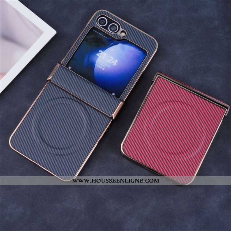Coque Samsung Galaxy Z Flip 7 FE / Z Flip 6 Magnétique Texture Fibre Carbone