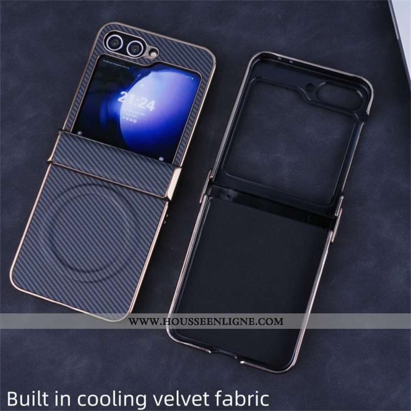 Coque Samsung Galaxy Z Flip 7 FE / Z Flip 6 Magnétique Texture Fibre Carbone