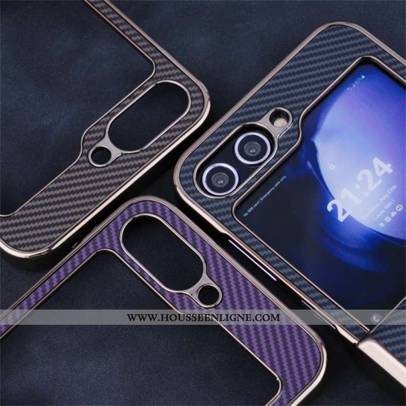 Coque Samsung Galaxy Z Flip 7 FE / Z Flip 6 Magnétique Texture Fibre Carbone