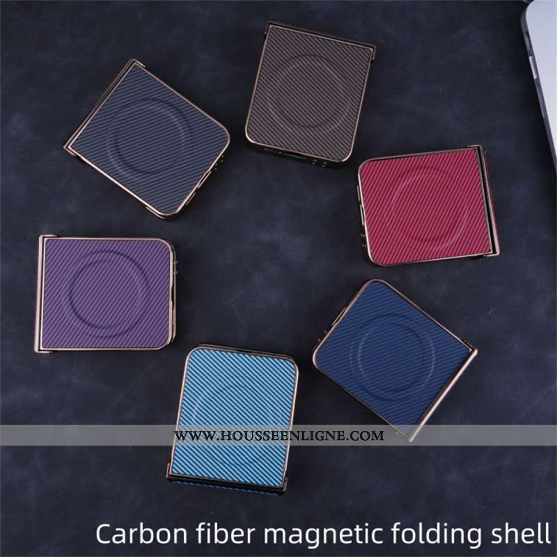 Coque Samsung Galaxy Z Flip 7 FE / Z Flip 6 Magnétique Texture Fibre Carbone