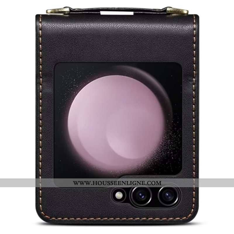 Coque Samsung Galaxy Z Flip 7 FE / Z Flip 6 Matelassée Porte-Cartes et Bandoulière