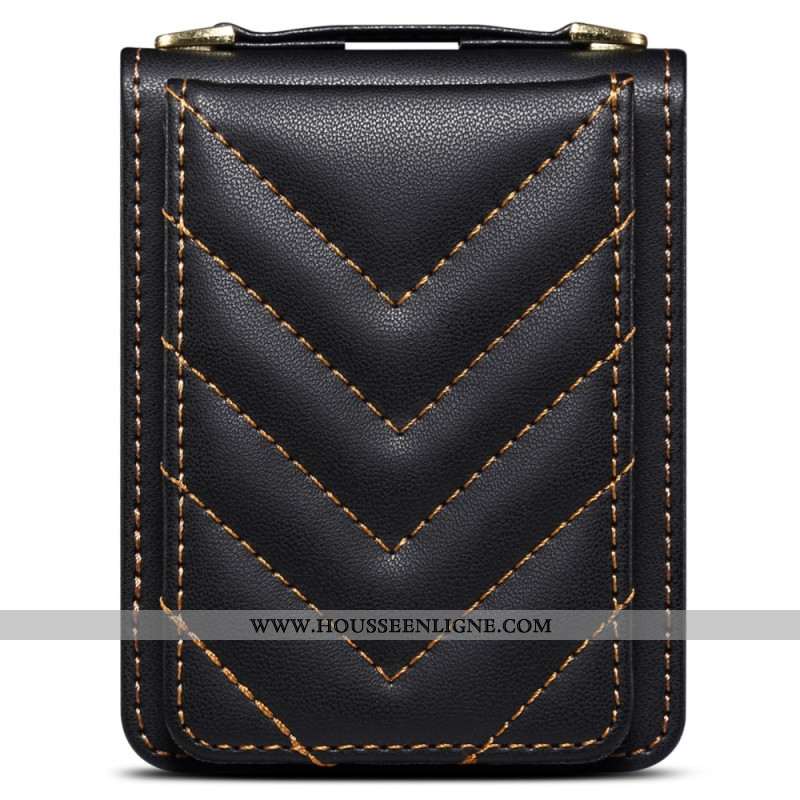 Coque Samsung Galaxy Z Flip 7 FE / Z Flip 6 Matelassée Porte-Cartes et Bandoulière