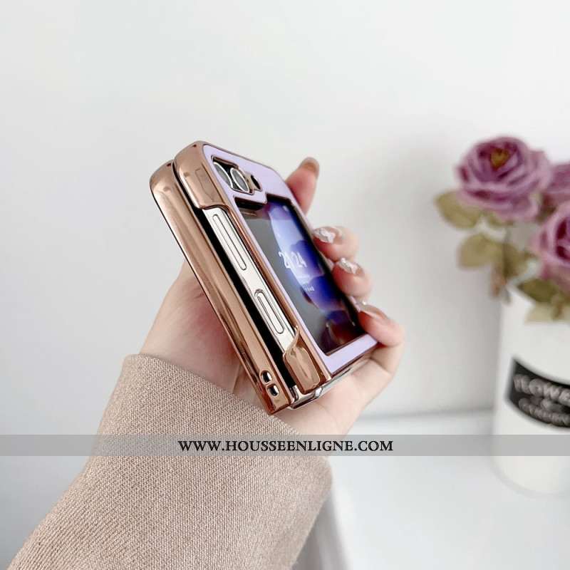 Coque Samsung Galaxy Z Flip 7 FE / Z Flip 6 Matelassée Rebords Effet Métal