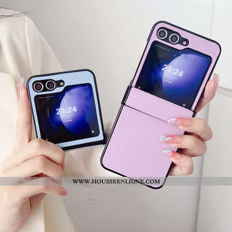 Coque Samsung Galaxy Z Flip 7 FE / Z Flip 6 Motif Litchi