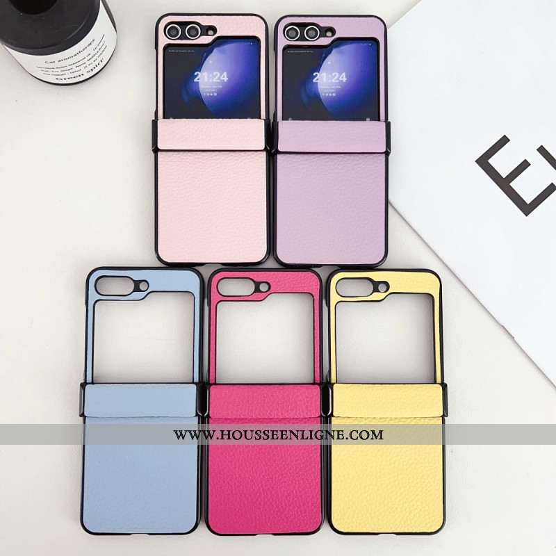 Coque Samsung Galaxy Z Flip 7 FE / Z Flip 6 Motif Litchi