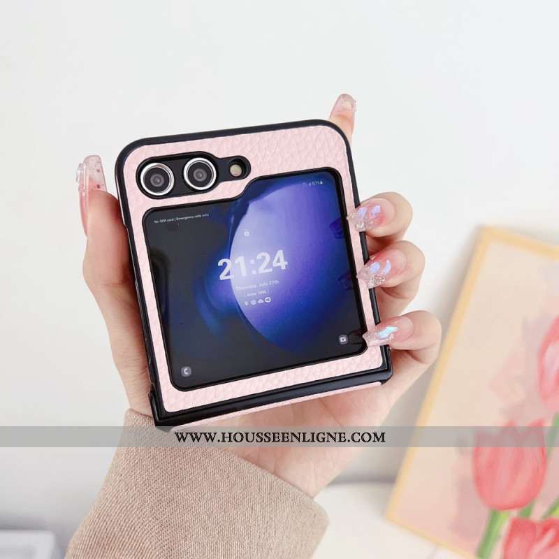 Coque Samsung Galaxy Z Flip 7 FE / Z Flip 6 Motif Litchi