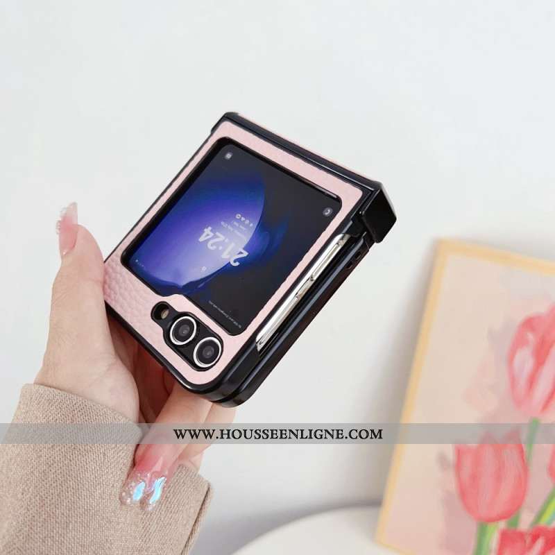 Coque Samsung Galaxy Z Flip 7 FE / Z Flip 6 Motif Litchi