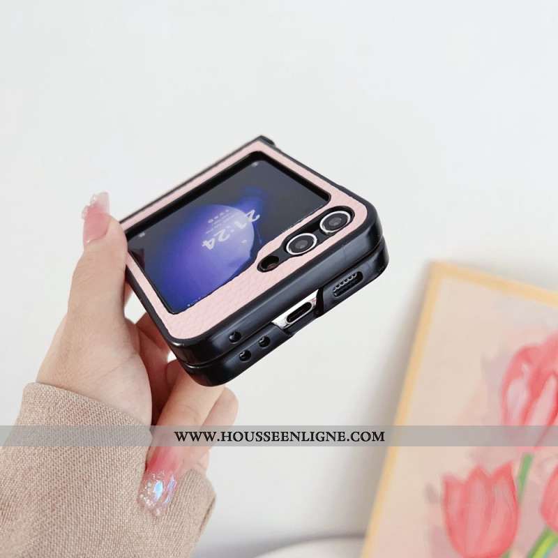 Coque Samsung Galaxy Z Flip 7 FE / Z Flip 6 Motif Litchi