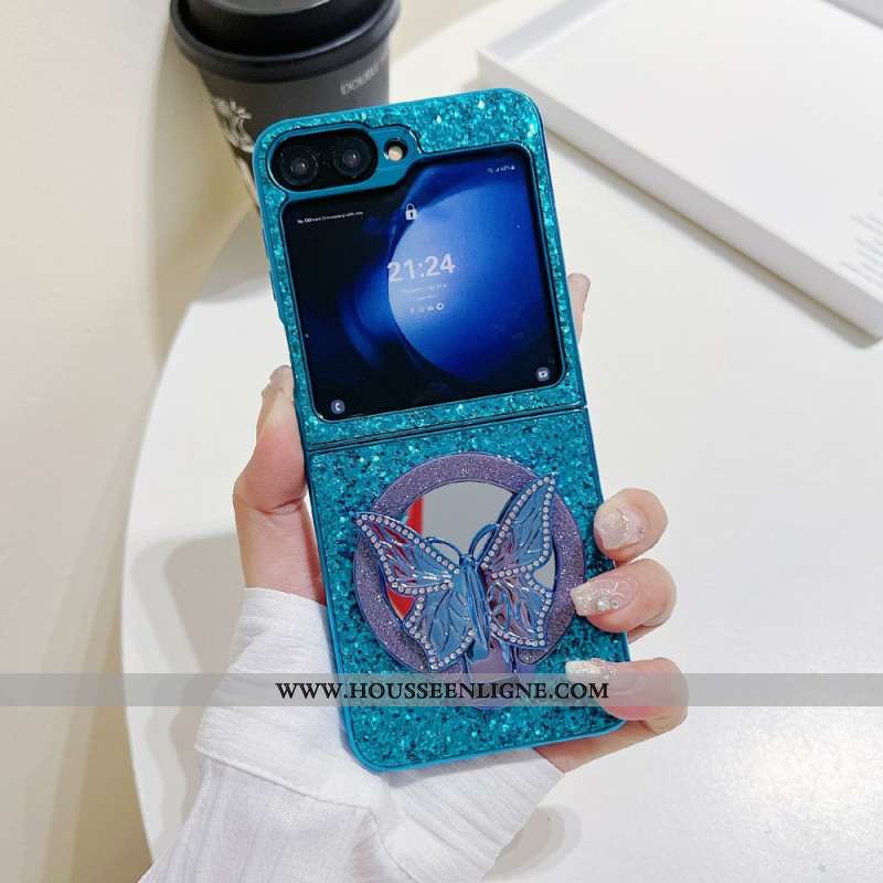 Coque Samsung Galaxy Z Flip 7 FE / Z Flip 6 Papillon-Support Strass
