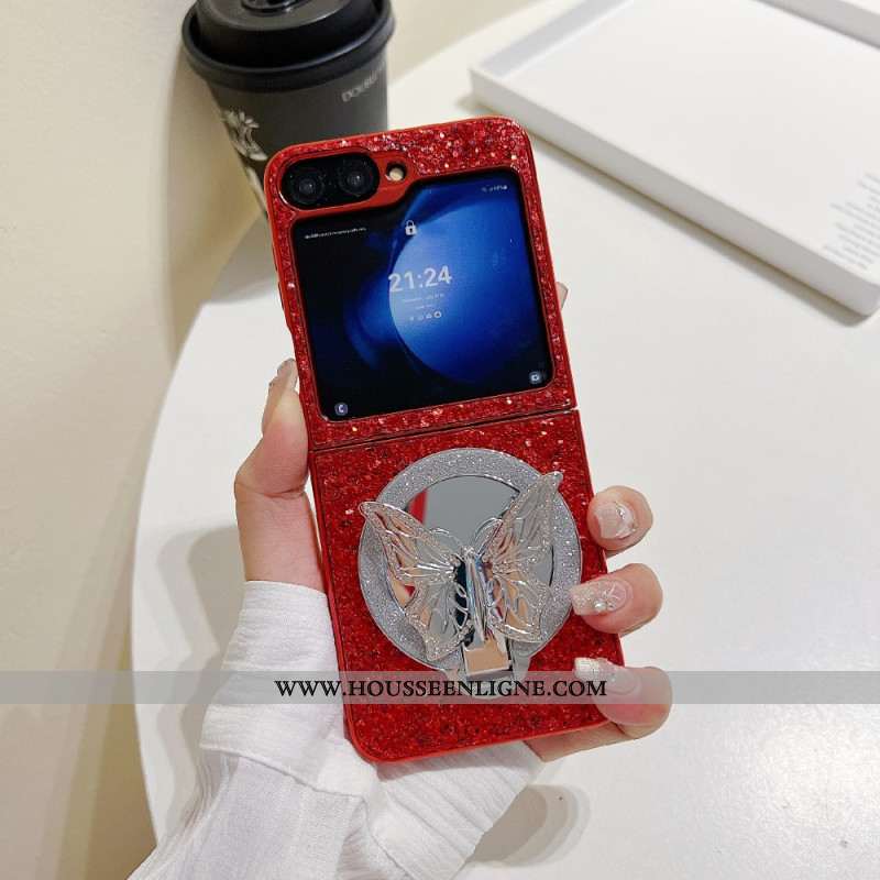 Coque Samsung Galaxy Z Flip 7 FE / Z Flip 6 Papillon-Support Strass
