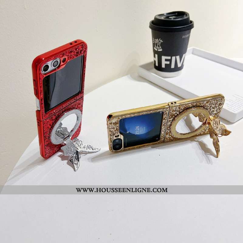 Coque Samsung Galaxy Z Flip 7 FE / Z Flip 6 Papillon-Support Strass