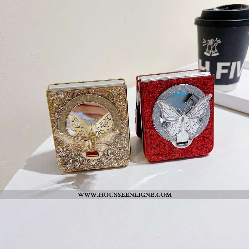 Coque Samsung Galaxy Z Flip 7 FE / Z Flip 6 Papillon-Support Strass