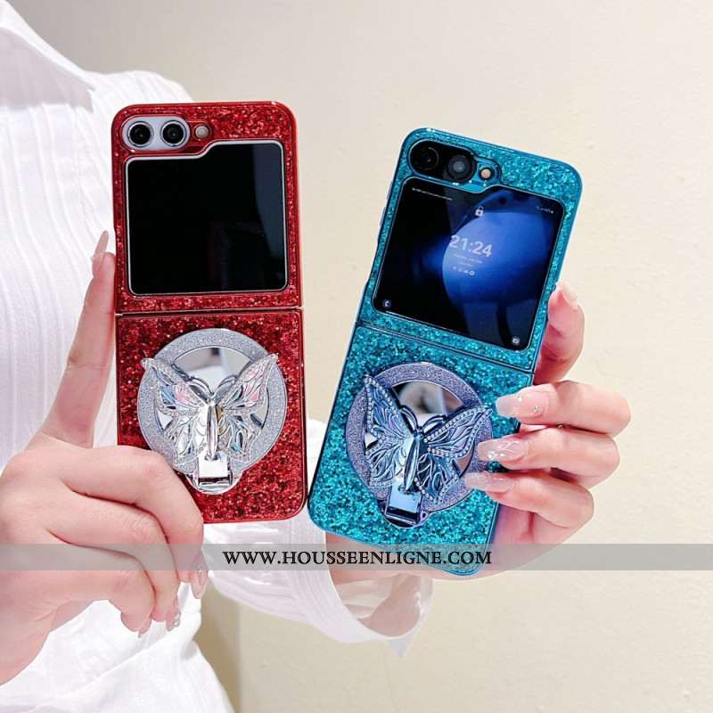Coque Samsung Galaxy Z Flip 7 FE / Z Flip 6 Papillon-Support Strass