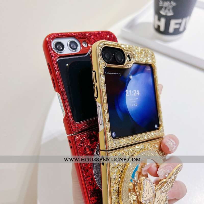 Coque Samsung Galaxy Z Flip 7 FE / Z Flip 6 Papillon-Support Strass
