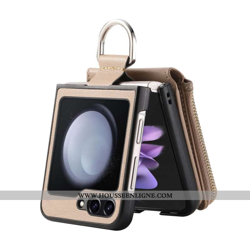 Coque Samsung Galaxy Z Flip 7 FE / Z Flip 6 Poche Zippée et Anneau de Support
