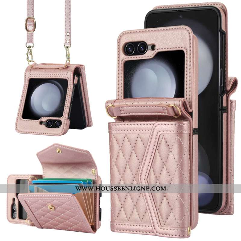 Coque Samsung Galaxy Z Flip 7 FE / Z Flip 6 Porte-Cartes Bandoulière et Lanière