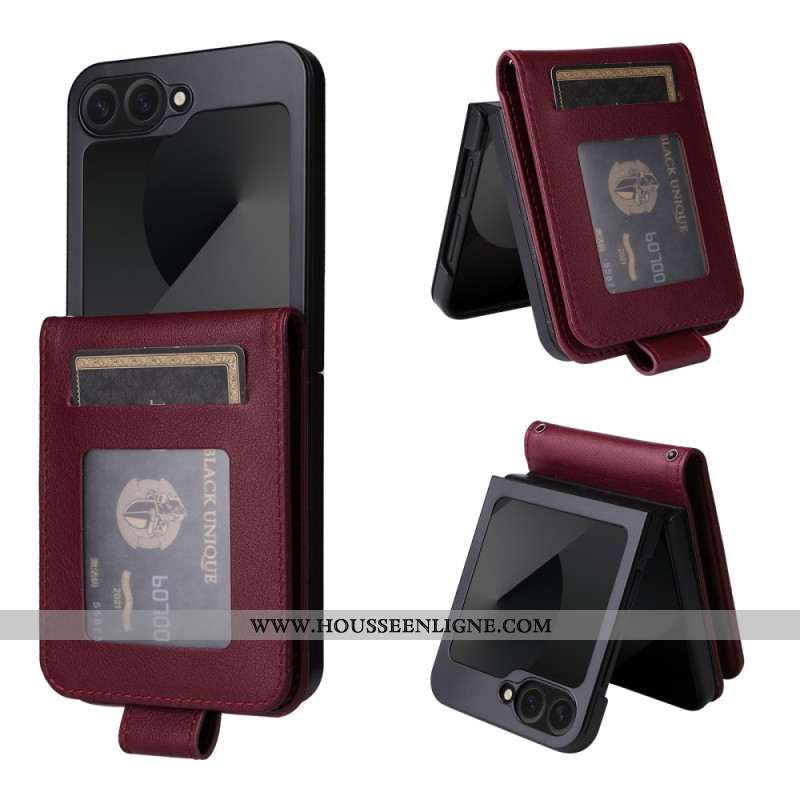 Coque Samsung Galaxy Z Flip 7 FE / Z Flip 6 Porte-Cartes Effet Cuir