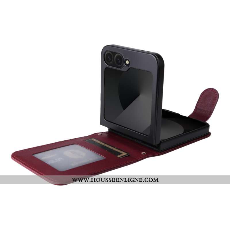 Coque Samsung Galaxy Z Flip 7 FE / Z Flip 6 Porte-Cartes Effet Cuir
