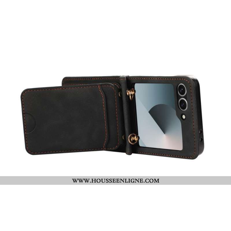 Coque Samsung Galaxy Z Flip 7 FE / Z Flip 6 Porte-Cartes et Bandoulière