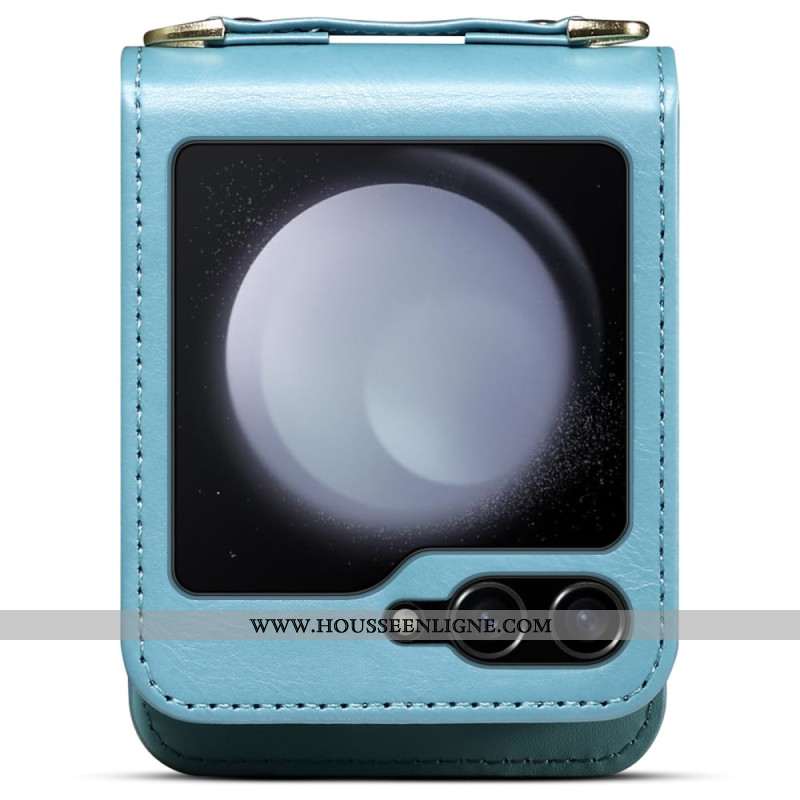 Coque Samsung Galaxy Z Flip 7 FE / Z Flip 6 Porte-Cartes et Bandoulière Marbré