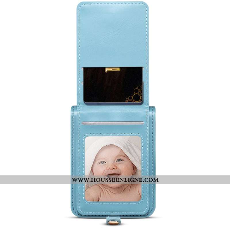 Coque Samsung Galaxy Z Flip 7 FE / Z Flip 6 Porte-Cartes et Bandoulière Marbré