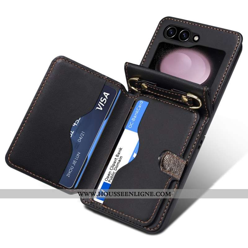Coque Samsung Galaxy Z Flip 7 FE / Z Flip 6 Porte-Cartes et Lanière