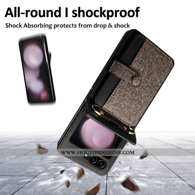 Coque Samsung Galaxy Z Flip 7 FE / Z Flip 6 Porte-Cartes et Lanière