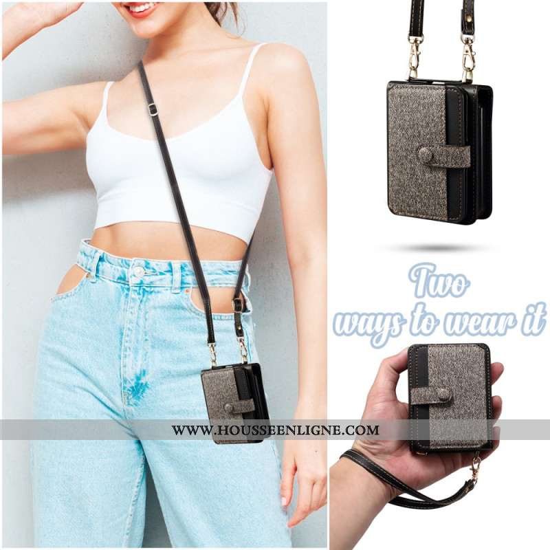 Coque Samsung Galaxy Z Flip 7 FE / Z Flip 6 Porte-Cartes et Lanière