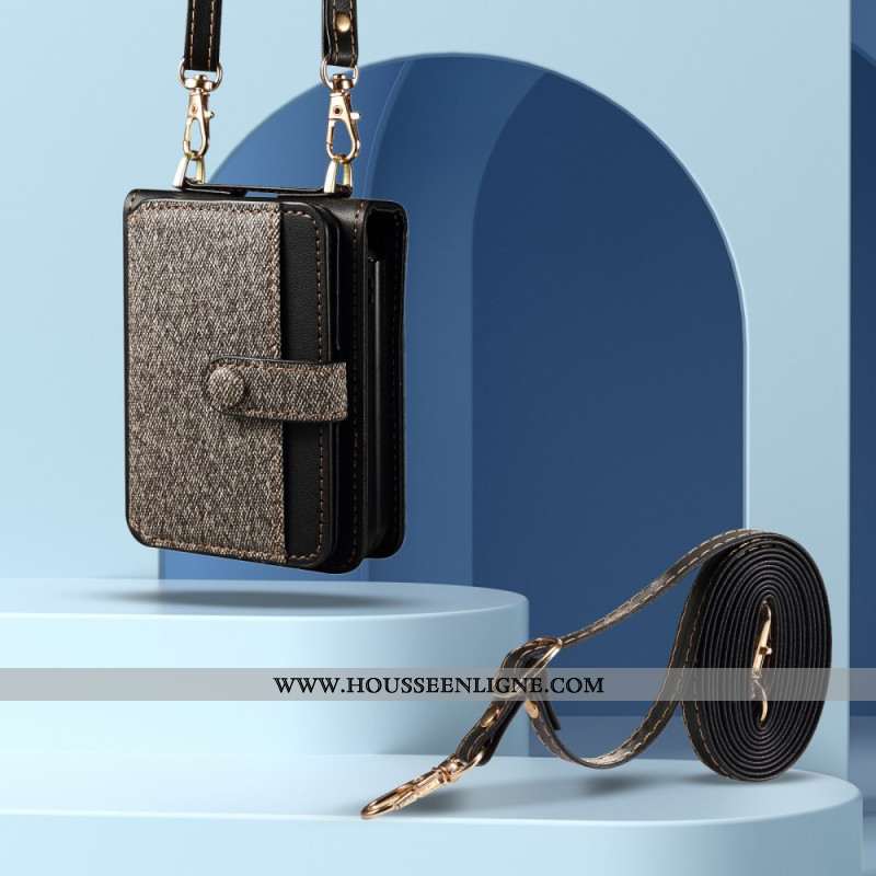 Coque Samsung Galaxy Z Flip 7 FE / Z Flip 6 Porte-Cartes et Lanière