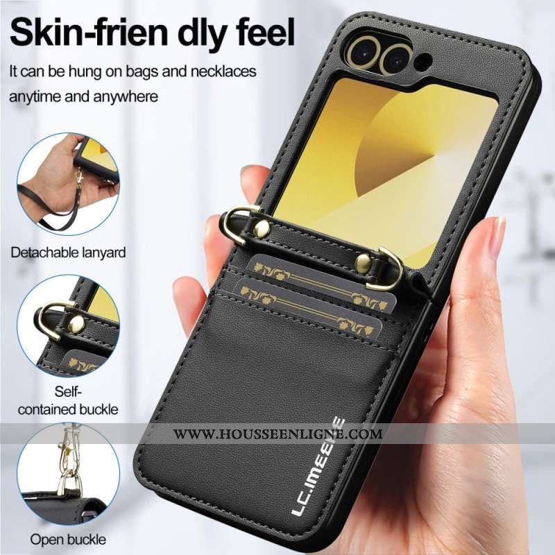 Coque Samsung Galaxy Z Flip 7 FE / Z Flip 6 Porte-Cartes et Sangle Longue