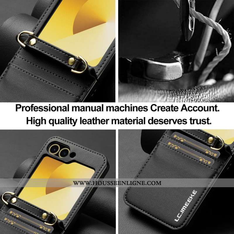 Coque Samsung Galaxy Z Flip 7 FE / Z Flip 6 Porte-Cartes et Sangle Longue