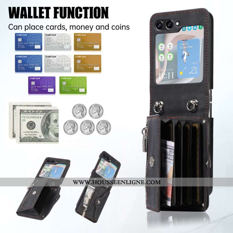 Coque Samsung Galaxy Z Flip 7 FE / Z Flip 6 Portefeuille et Bandoulière