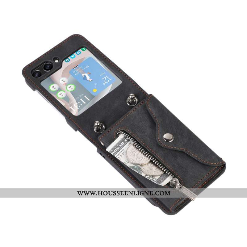 Coque Samsung Galaxy Z Flip 7 FE / Z Flip 6 Portefeuille et Bandoulière