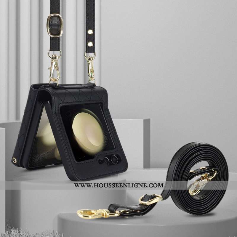 Coque Samsung Galaxy Z Flip 7 FE / Z Flip 6 Portefeuille à Bandoulière