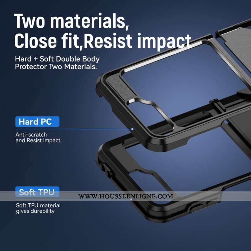 Coque Samsung Galaxy Z Flip 7 FE / Z Flip 6 Robuste Effet Métal