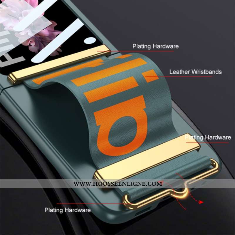Coque Samsung Galaxy Z Flip 7 FE / Z Flip 6 Sangle et Film de Protection Écran Arrière GKK