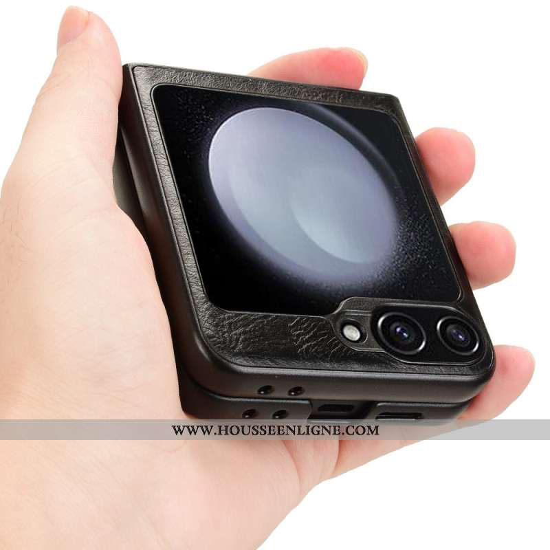 Coque Samsung Galaxy Z Flip 7 FE / Z Flip 6 Simili Cuir Couture