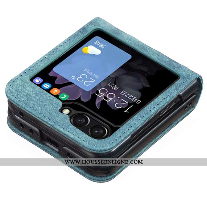 Coque Samsung Galaxy Z Flip 7 FE / Z Flip 6 Simili Cuir Frise