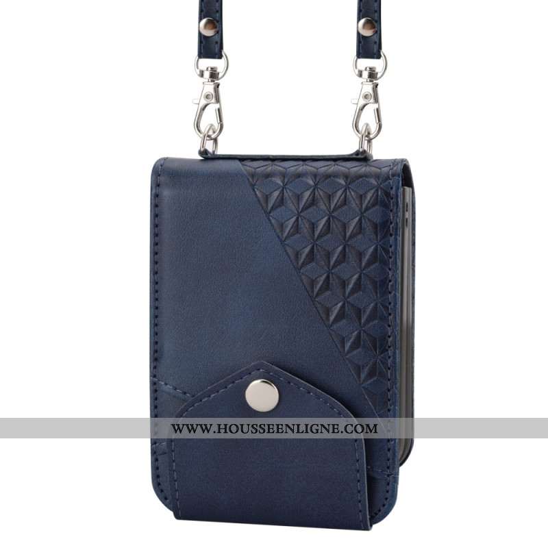 Coque Samsung Galaxy Z Flip 7 FE / Z Flip 6 Simili Cuir Frise avec bandoulière