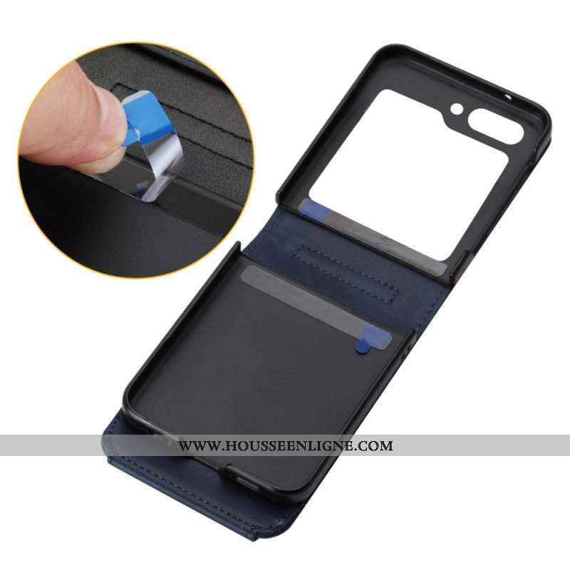 Coque Samsung Galaxy Z Flip 7 FE / Z Flip 6 Simili Cuir Frise avec bandoulière
