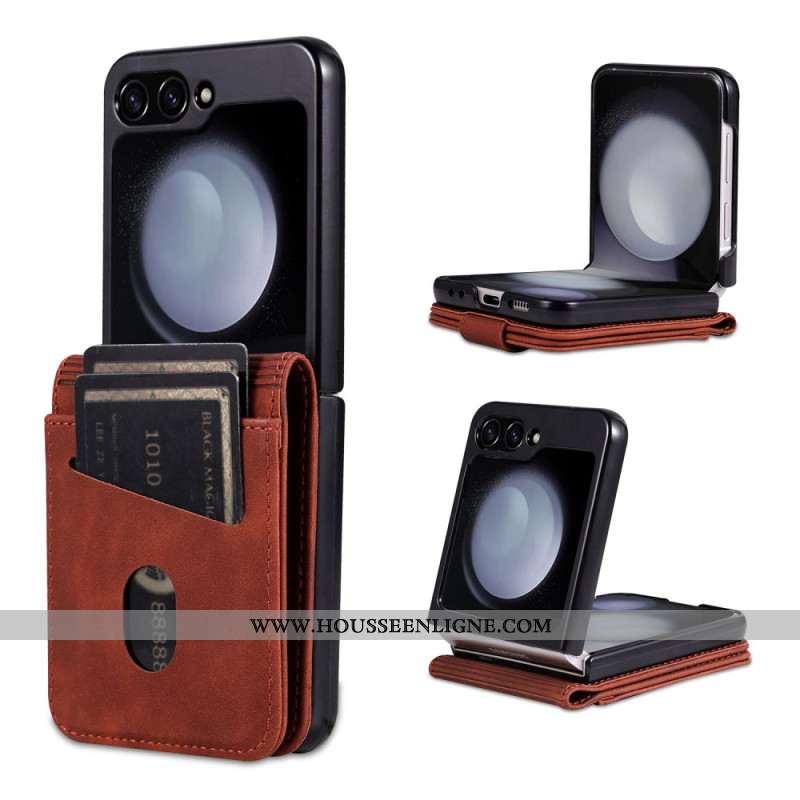 Coque Samsung Galaxy Z Flip 7 FE / Z Flip 6 Simili Cuir Porte-Cartes AZNS