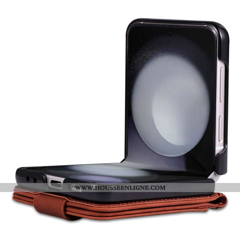 Coque Samsung Galaxy Z Flip 7 FE / Z Flip 6 Simili Cuir Porte-Cartes AZNS