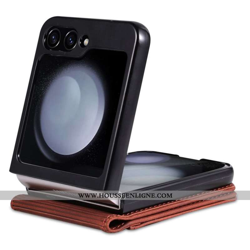 Coque Samsung Galaxy Z Flip 7 FE / Z Flip 6 Simili Cuir Porte-Cartes AZNS