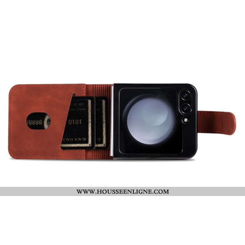 Coque Samsung Galaxy Z Flip 7 FE / Z Flip 6 Simili Cuir Porte-Cartes AZNS