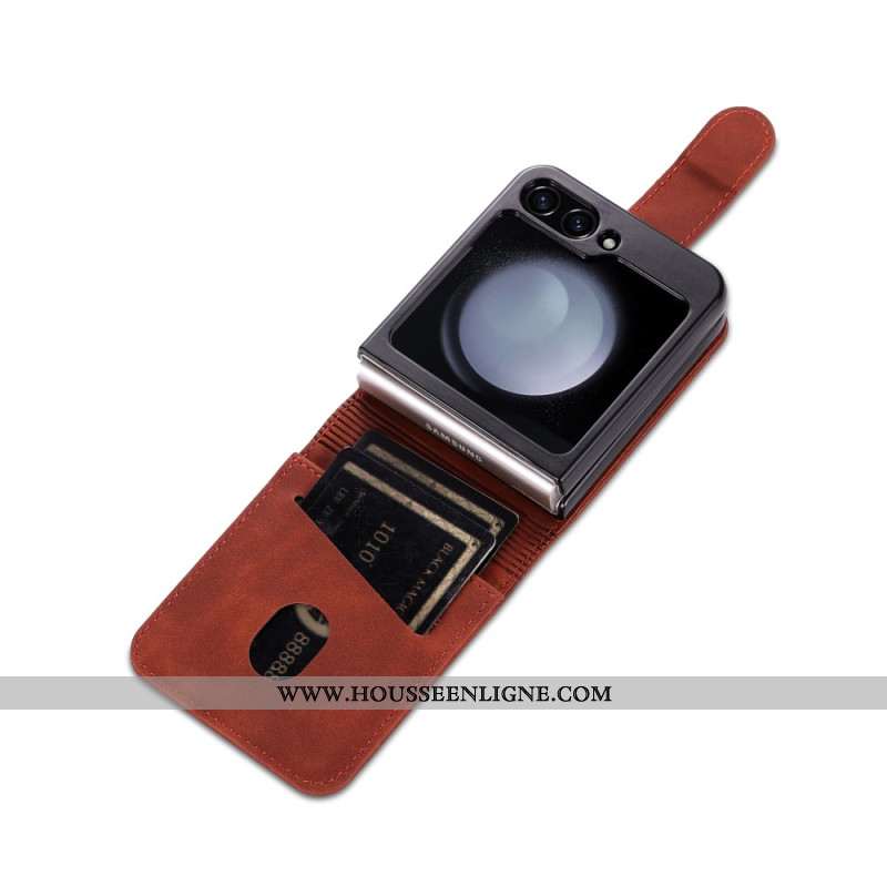 Coque Samsung Galaxy Z Flip 7 FE / Z Flip 6 Simili Cuir Porte-Cartes AZNS