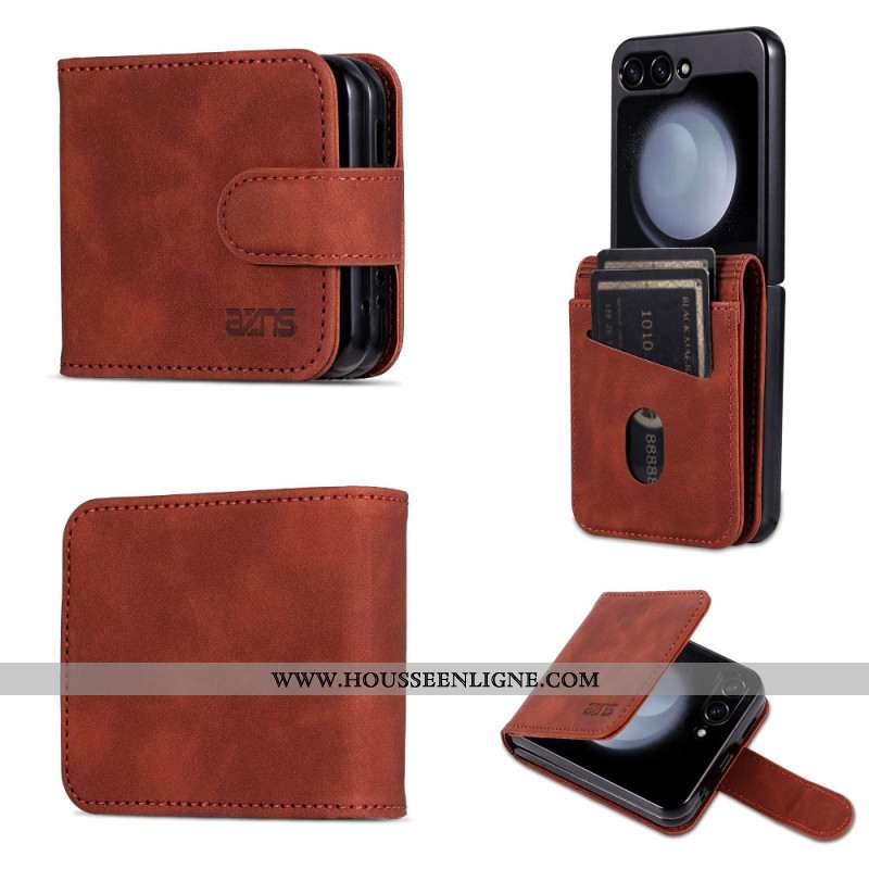 Coque Samsung Galaxy Z Flip 7 FE / Z Flip 6 Simili Cuir Porte-Cartes AZNS