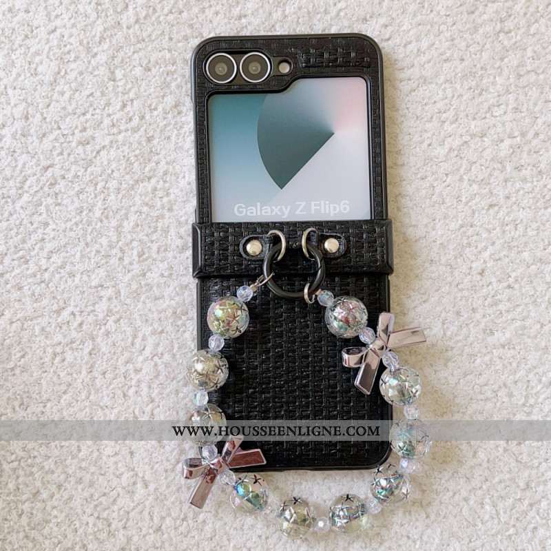 Coque Samsung Galaxy Z Flip 7 FE / Z Flip 6 Simili Cuir et Dragone Fantaisie