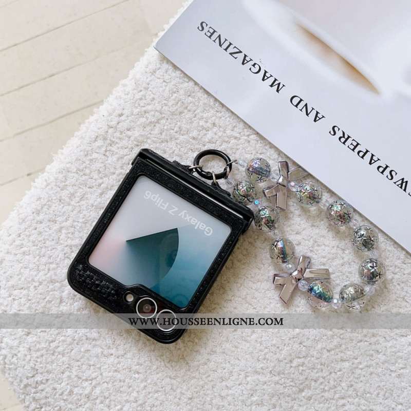 Coque Samsung Galaxy Z Flip 7 FE / Z Flip 6 Simili Cuir et Dragone Fantaisie