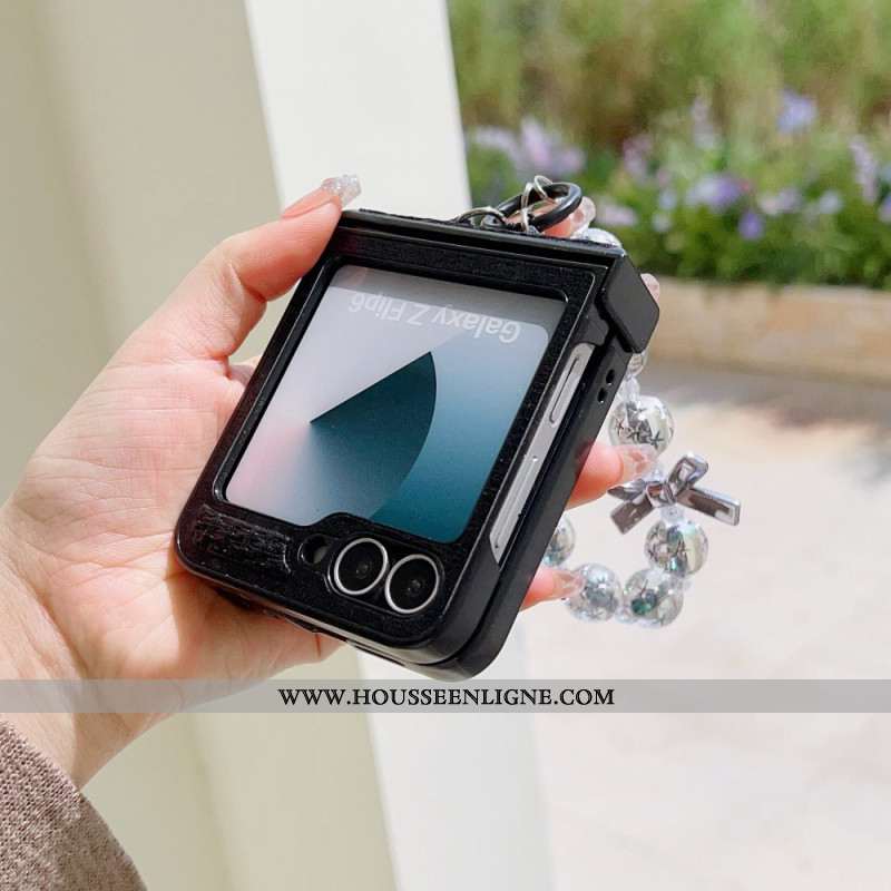 Coque Samsung Galaxy Z Flip 7 FE / Z Flip 6 Simili Cuir et Dragone Fantaisie